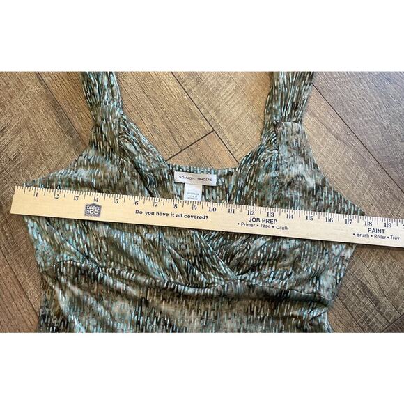 Nomadic Traders Women’s L Sundress Brown W/ Aqua Blue Print - Picture 10 of 12